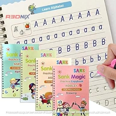 Magic Practice Copybook Set (4 Reusable Books with Magic Pen)