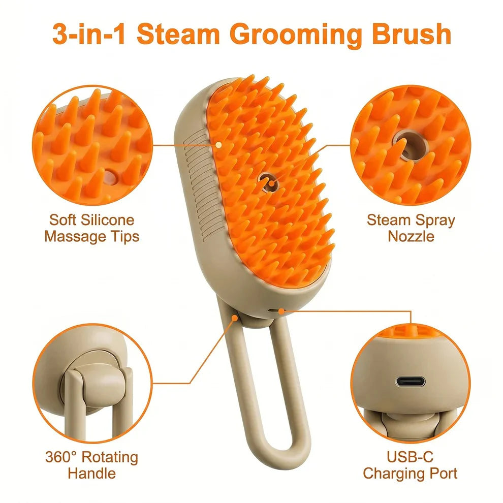 3-in-1 Steam Grooming Brush